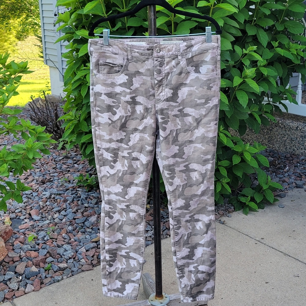 Pilcro & the Letterpress High Rise Skinny Velour Gray Camoflauge Jeggings sz 31 - Picture 5 of 9